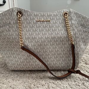 Michael Kors Cream Monogram Shoulder Bag